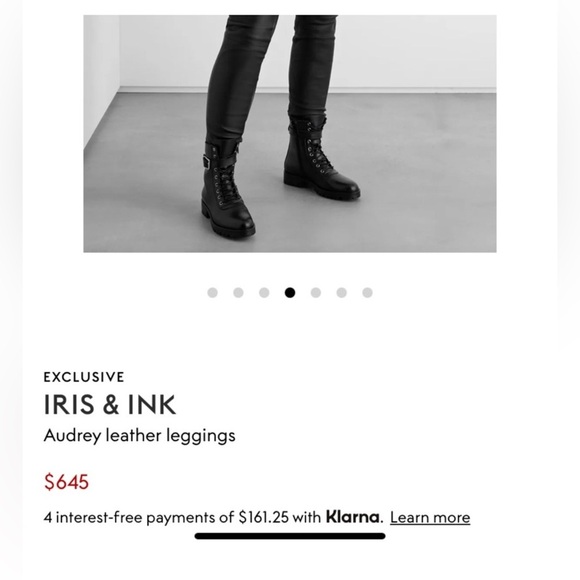 NWT Iris & Ink Black Lamb Leather Stretch Leggings S - Picture 4 of 16